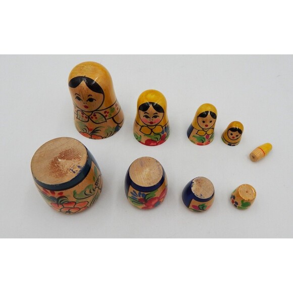 Russian Nesting Babushka Matryoshka Hand Paint Wooden Dolls Set Of 5 - Picture 6 of 14